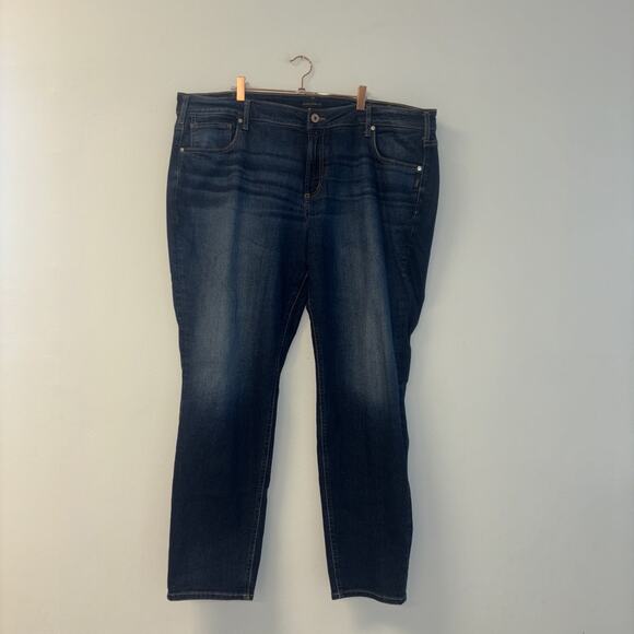 Silver Jeans Women’s Plus Sz 22 L29 Mid Rise Embroidered Blue Denim Skinny Dark - Picture 2 of 10